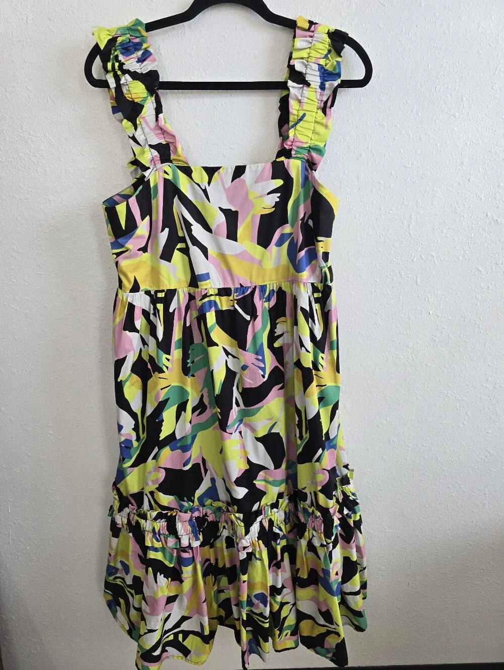 Crosby Bowie Sleeveless Multicolor Tropical Floral Print Midi Dress Sz Medium